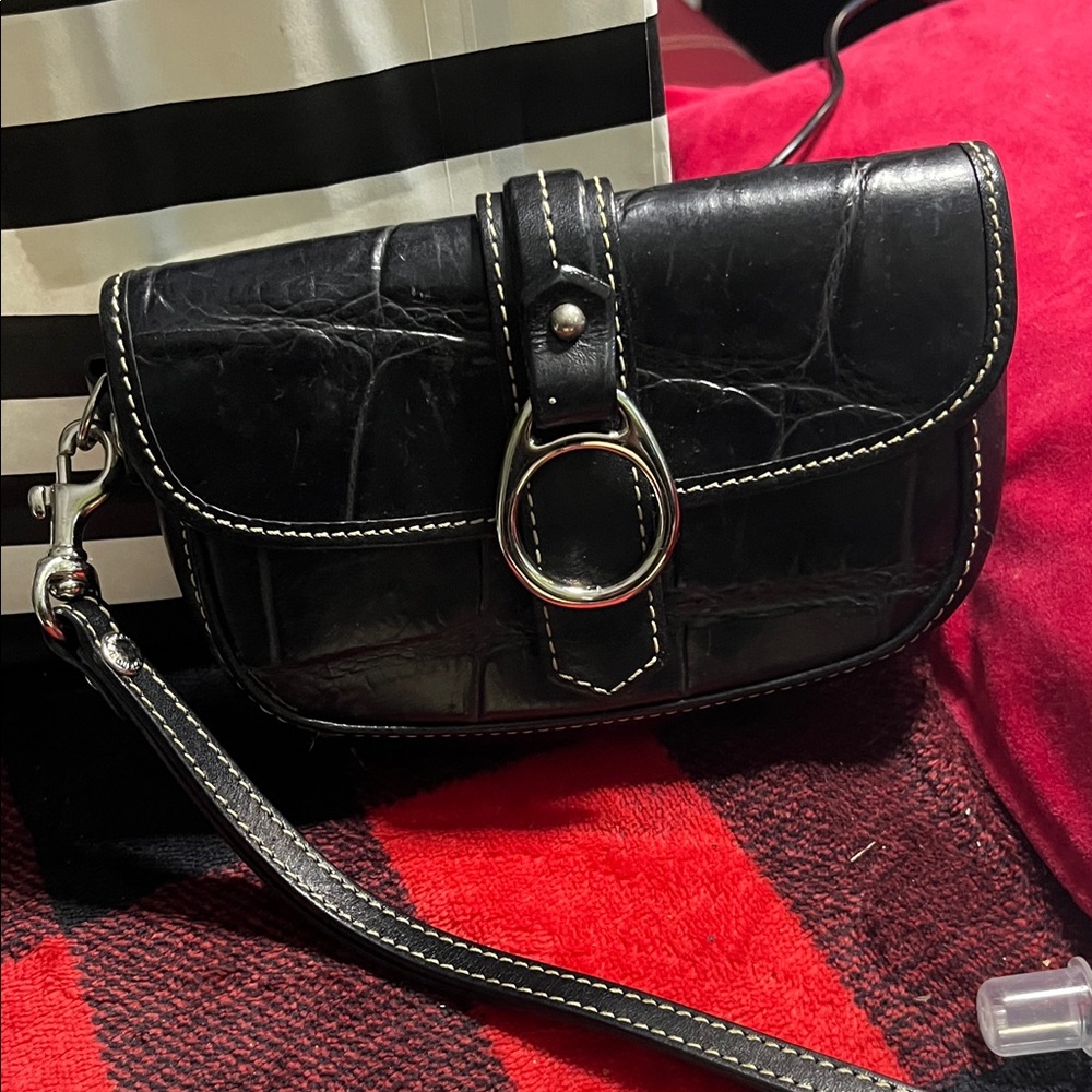 Dooney & Bourke Black Croc-Embossed Bag
